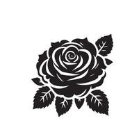 Rose silhouette illustration. Rose logo, Rose noir icône. vecteur