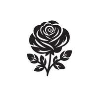 Rose silhouette illustration. Rose logo, Rose noir icône vecteur