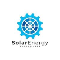 modèle vectoriel de logo d'engrenage solaire, concepts créatifs de conception de logo d'énergie de panneau solaire