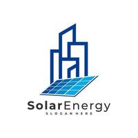 modèle vectoriel de logo de ville solaire, concepts créatifs de conception de logo d'énergie de panneau solaire