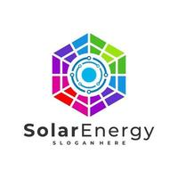 modèle vectoriel de logo solaire tech, concepts créatifs de conception de logo d'énergie de panneau solaire