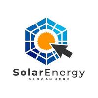 toucher le modèle vectoriel du logo solaire, concepts créatifs de conception de logo d'énergie de panneau solaire