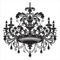 antique décoratif lustre silhouette, noir Couleur silhouette 24 vecteur