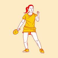 Facile dessin animé illustration de une ping pong joueur 4 vecteur