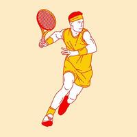 Facile dessin animé illustration de une tennis joueur 4 vecteur