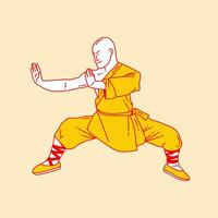 Facile dessin animé illustration de shaolin kung fu 3 vecteur