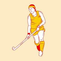 Facile dessin animé illustration de femmes champ le hockey 5 vecteur