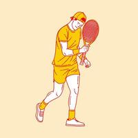 Facile dessin animé illustration de une tennis joueur 2 vecteur