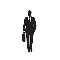 affaires homme silhouette. homme avec costume permanent illustration. affaires homme logo vecteur