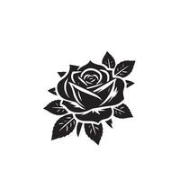 Rose silhouette illustration. Rose logo, Rose noir icône. vecteur