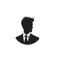 affaires homme silhouette. homme avec costume permanent illustration. affaires homme logo vecteur