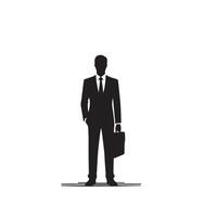 affaires homme silhouette. homme avec costume permanent illustration. affaires homme logo vecteur