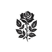 Rose silhouette illustration. Rose logo, Rose noir icône vecteur