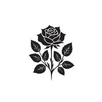 Rose silhouette illustration. Rose logo, Rose noir icône vecteur