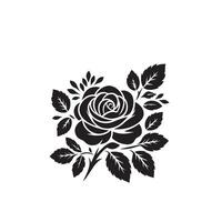 Rose silhouette illustration. Rose logo, Rose noir icône vecteur