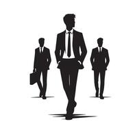 affaires homme silhouette. homme avec costume permanent illustration. affaires homme logo vecteur