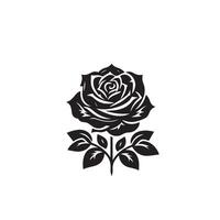 Rose silhouette illustration. Rose logo, Rose noir icône. vecteur