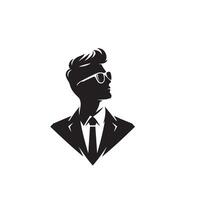 affaires homme silhouette. homme avec costume permanent illustration. affaires homme logo vecteur