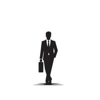 affaires homme silhouette. homme avec costume permanent illustration. affaires homme logo vecteur