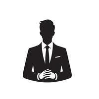 affaires homme silhouette. homme avec costume permanent illustration. affaires homme logo vecteur