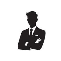 affaires homme silhouette. homme avec costume permanent illustration. affaires homme logo vecteur