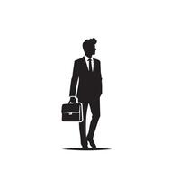 affaires homme silhouette. homme avec costume permanent illustration. affaires homme logo vecteur