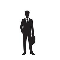 affaires homme silhouette. homme avec costume permanent illustration. affaires homme logo vecteur