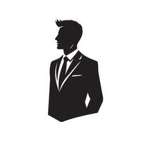 affaires homme silhouette. homme avec costume permanent illustration. affaires homme logo vecteur