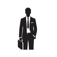 affaires homme silhouette. homme avec costume permanent illustration. affaires homme logo vecteur