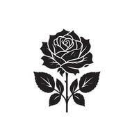 Rose silhouette illustration. Rose logo, Rose noir icône. vecteur