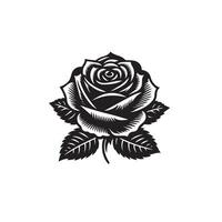 Rose silhouette illustration. Rose logo, Rose noir icône. vecteur