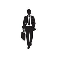 affaires homme silhouette. homme avec costume permanent illustration. affaires homme logo vecteur