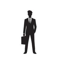 affaires homme silhouette. homme avec costume permanent illustration. affaires homme logo vecteur