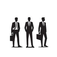 affaires homme silhouette. homme avec costume permanent illustration. affaires homme logo vecteur