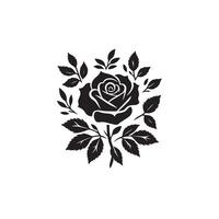 Rose silhouette illustration. Rose logo, Rose noir icône vecteur