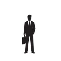 affaires homme silhouette. homme avec costume permanent illustration. affaires homme logo vecteur