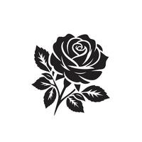 Rose silhouette illustration. Rose logo, Rose noir icône vecteur