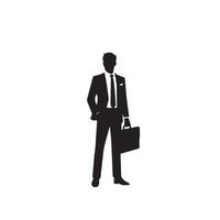 affaires homme silhouette. homme avec costume permanent illustration. affaires homme logo vecteur