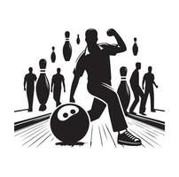 bowling joueur silhouette une Masculin melon noir clipart vecteur