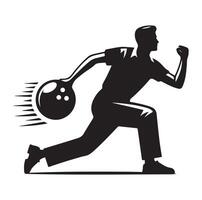 bowling joueur silhouette une Masculin melon noir clipart vecteur