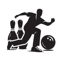 bowling joueur silhouette une Masculin melon noir clipart vecteur
