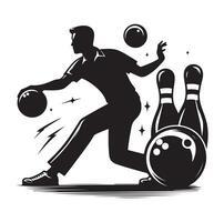 bowling joueur silhouette une Masculin melon noir clipart vecteur