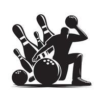 bowling joueur silhouette une Masculin melon noir clipart vecteur