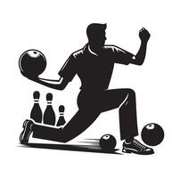 bowling joueur silhouette une Masculin melon noir clipart vecteur