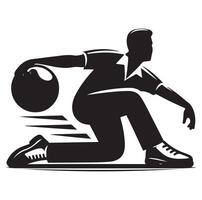 bowling joueur silhouette une Masculin melon noir clipart vecteur