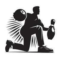 bowling joueur silhouette une Masculin melon noir clipart vecteur