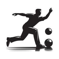 bowling joueur silhouette une Masculin melon noir clipart vecteur