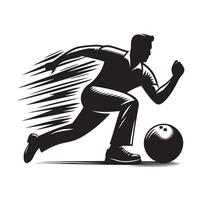 bowling joueur silhouette une Masculin melon noir clipart vecteur