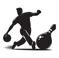 bowling joueur silhouette une Masculin melon noir clipart vecteur