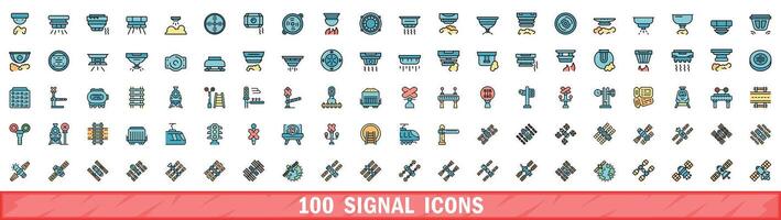 100 signal Icônes ensemble, Couleur ligne style vecteur